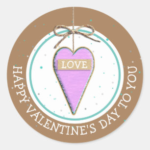 Happy Valentijnsdag Whimsical Heart Ronde Sticker