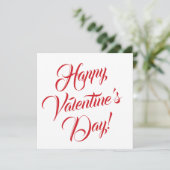 Happy Valentijnsdag wit rood elegant script Kaart (Staand voorkant)
