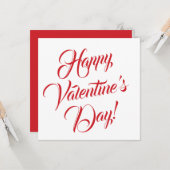Happy Valentijnsdag wit rood elegant script Kaart (Voorkant / Achterkant in situ)