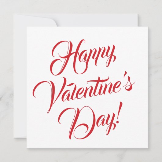 Happy Valentijnsdag wit rood elegant script Kaart (Voorkant)