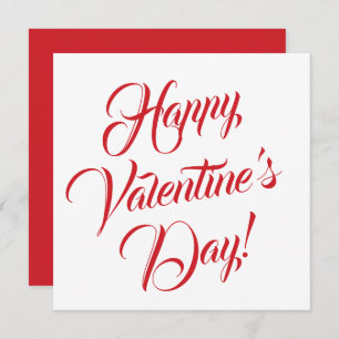 Happy Valentijnsdag wit rood elegant script Kaart