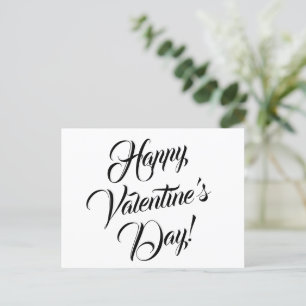 Happy Valentijnsdag wit zwart elegant script Briefkaart