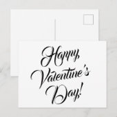 Happy Valentijnsdag wit zwart elegant script Briefkaart (Voorkant / Achterkant)