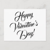 Happy Valentijnsdag wit zwart elegant script Briefkaart (Voorkant)