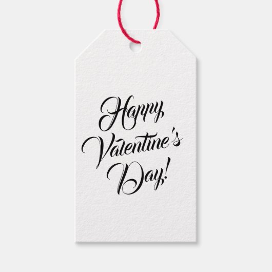 Happy Valentijnsdag wit zwart elegant script Cadeaulabel (Voorkant)