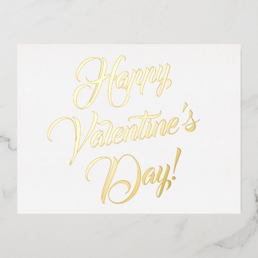 Happy Valentijnsdag wit zwart elegant script Folie Feestdagen Briefkaart (Voorkant)