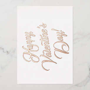 Happy Valentijnsdag wit zwart elegant script Folie Feestdagenkaart