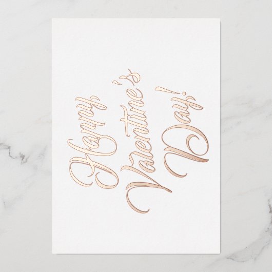 Happy Valentijnsdag wit zwart elegant script Folie Feestdagenkaart (Voorkant)