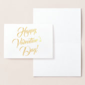 Happy Valentijnsdag wit zwart elegant script Folie Kaarten (Display)