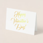 Happy Valentijnsdag wit zwart elegant script Folie Kaarten (Voorkant)