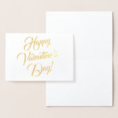 Happy Valentijnsdag wit zwart elegant script Folie Kaarten (Display)
