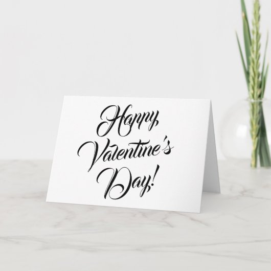 Happy Valentijnsdag wit zwart elegant script Kaart (Voorkant)