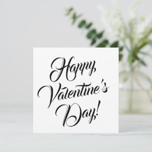 Happy Valentijnsdag wit zwart elegant script Kaart