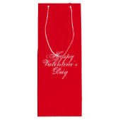 Happy Valentijnsdag, witte letters, rood cadeau Wijn Cadeautas (Achterkant)
