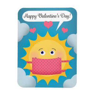 Happy Valentijnsdag zonneschijn in Covid Face Mask Magneet