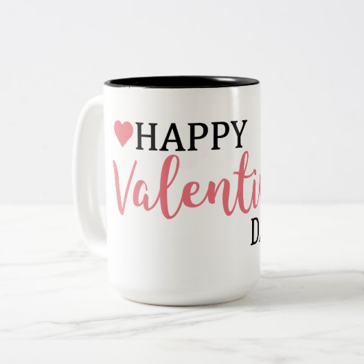 Happy Valentijnsdag zwart & wit Mok (Voorkant links)