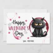 Happy Valentijnsdag zwarte kat met wijnvlekken Feestdagenkaart (Voorkant)