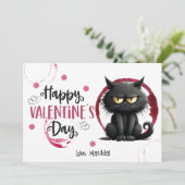 Happy Valentijnsdag zwarte kat met wijnvlekken Feestdagenkaart (Staand voorkant)