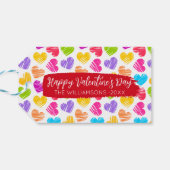 Happy Valentijnse Girly Vibrant Doodled Hearts Naa Cadeaulabel (Achterkant Horizontaal)