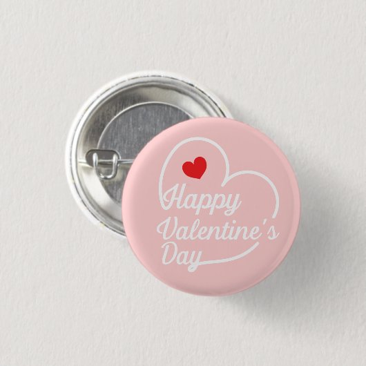 Happy Valentijnse' hartwas Ronde Button 3,2 Cm (Voorkant /achterkant)