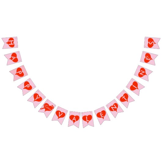 Happy Valentijnse Red Hearts Pink Bunting Banner (Alle)