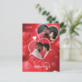 Happy Valentijns's 2 Fotocollage Rode Harten Feestdagenkaart (Staand voorkant)