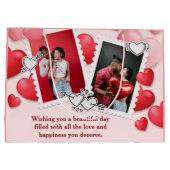 Happy Valentijns's 4 Fotocollage Rode Roze Harten Groot Cadeauzakje (Achterkant)