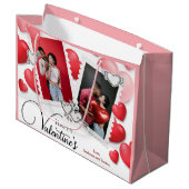Happy Valentijns's 4 Fotocollage Rode Roze Harten Groot Cadeauzakje (Voorkant Gekanteld)