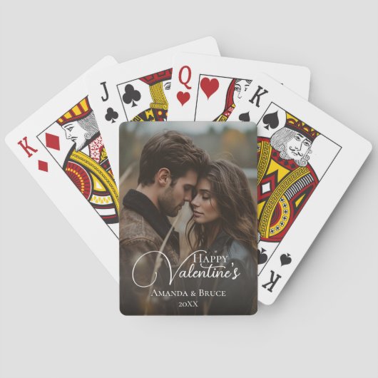 Happy Valentijns's Brush Script Custom Photo Pokerkaarten (Achterkant)
