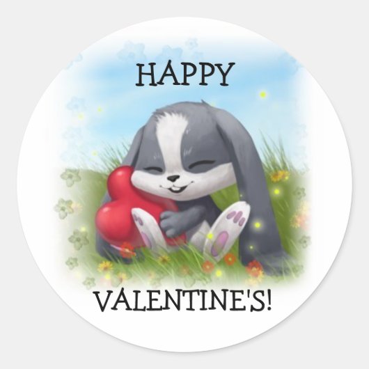 Happy Valentijns's Cartoon Konijn Sticker (Voorkant)