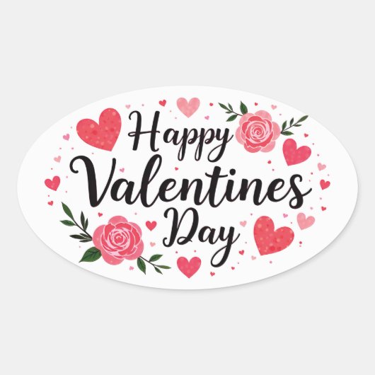 Happy Valentijns's Dat sticker met rozen (Voorkant)