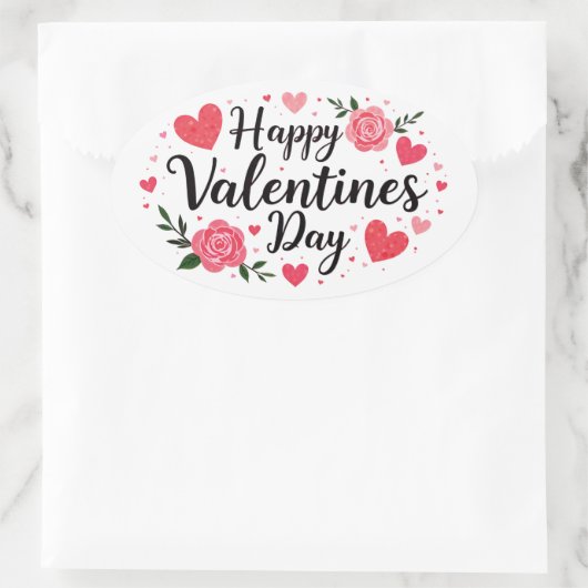 Happy Valentijns's Dat sticker met rozen (Tas)