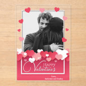 Happy Valentijns's Foto Rode Roze Harten Acryl Uitnodigingen (Voorkant)