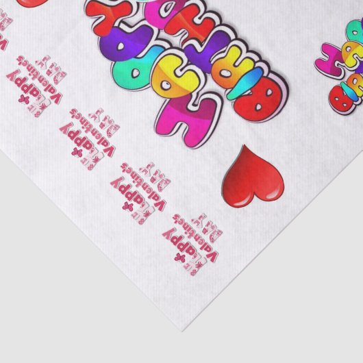 Happy Valentijns's Happy Birthday Tissue Paper Tissuepapier (Detail)