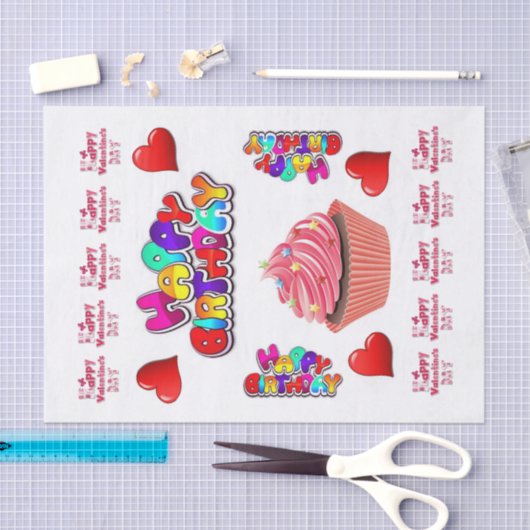 Happy Valentijns's Happy Birthday Tissue Paper Tissuepapier (Craft)
