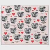 Happy Valentijns's Hart Foto Roze & Rood Cadeaupapier (Vlak)