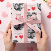 Happy Valentijns's Hart Foto Roze & Rood Cadeaupapier