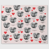 Happy Valentijns's Hart Foto Roze & Rood Cadeaupapier (Vlak)
