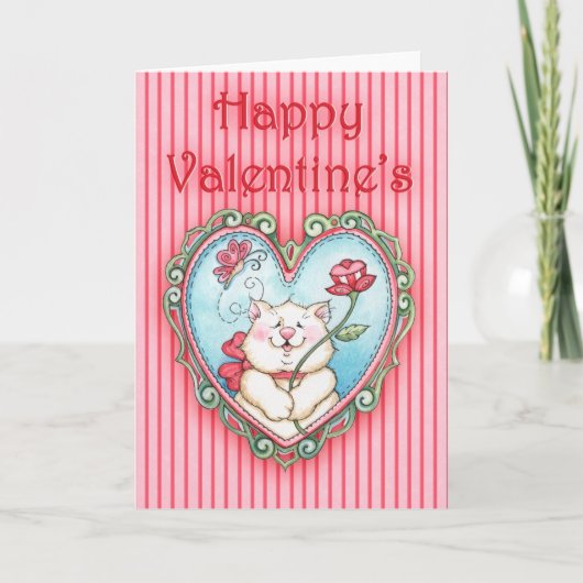 Happy Valentijns's Kat Feestdagen Kaart (Voorkant)
