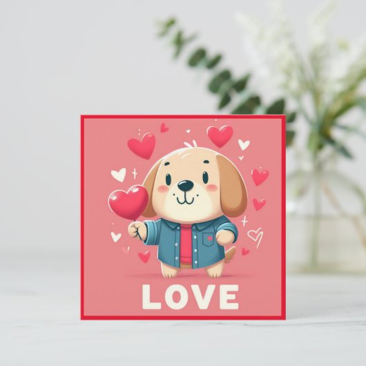 Happy Valentijns's puppy platte kaart (Staand voorkant)