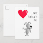 Happy Valentijns's Red Heart Balloon Schattige Dog Feestdagenkaart (Voorkant / Achterkant)