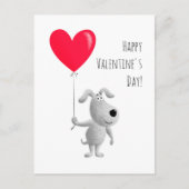 Happy Valentijns's Red Heart Balloon Schattige Dog Feestdagenkaart (Voorkant)