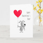 Happy Valentijns's Red Heart Balloon Schattige Dog Kaart (Gele Bloem)