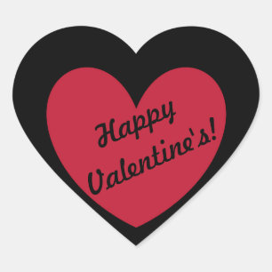 "Happy Valentijns's" Rood hart op zwart Sticker