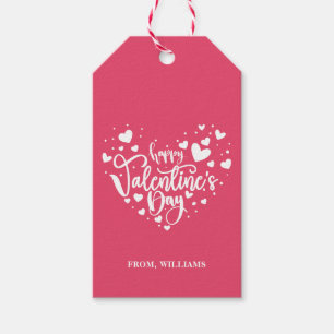 Happy Valentin Day Hearts Cute Red Gift Label Cadeaulabel