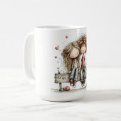  Happy Valentine Bench Illustration Koffiemok (Voorkant links)