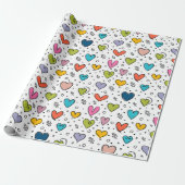 Happy valentine day Colorful hearts Cadeaupapier (Uitgerold)