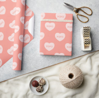 Happy valentine day Cute Pink hearts XOXO Cadeaupapier