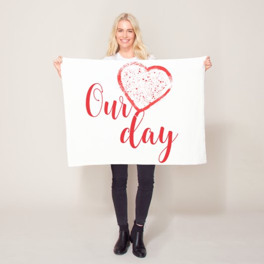 Happy Valentine Day Fleece Deken (In situ)