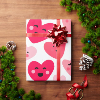 Happy valentine day Funny Pink Red hearts Cadeaupapier